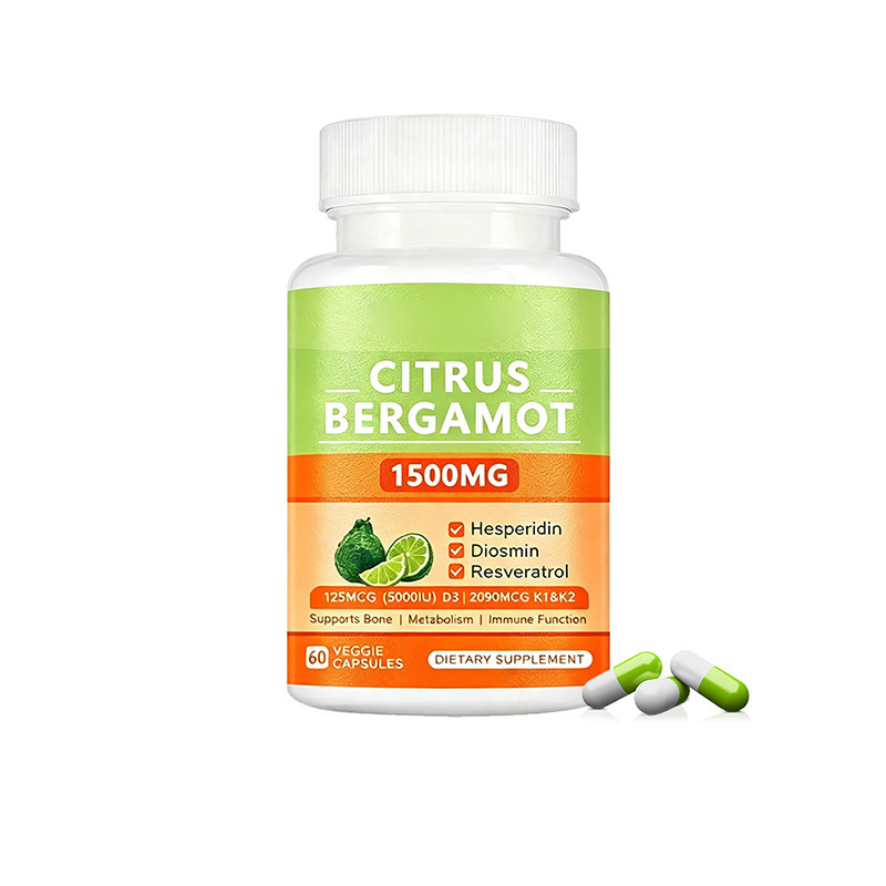 Citrus Bergamot Capsules with Vitamin D3 K1 K2 | Citrus Bergamot Supplement Custom OEM
