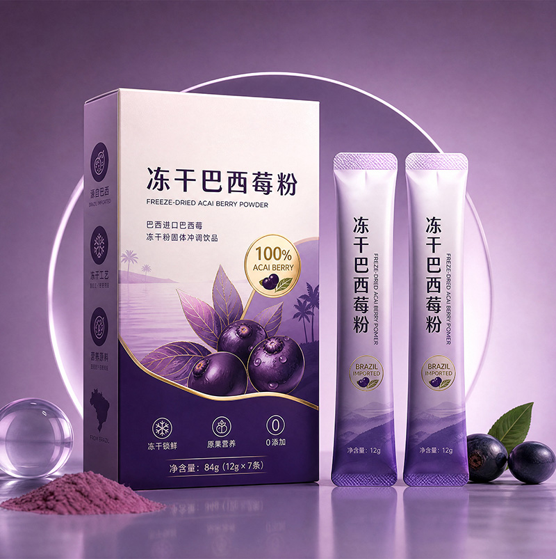 Freeze-Dried Pure Acai Berry Powder | Anthocyanin-Rich Fruit & Vegetable Dietary Fiber Drink OEM
