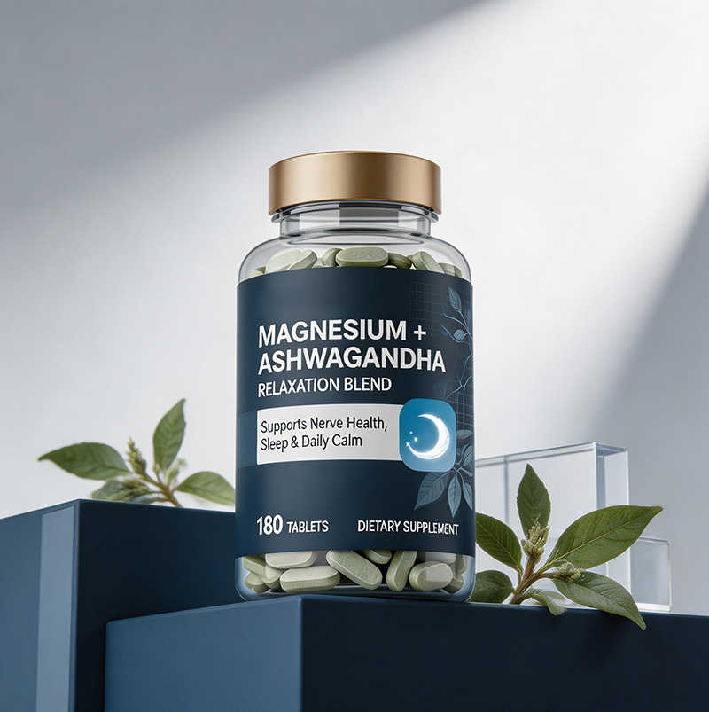 MAGNESIUM+ASHWAGANDHA Supplement Tablets | Magnesium + Ashwagandha OEM Manufacturing