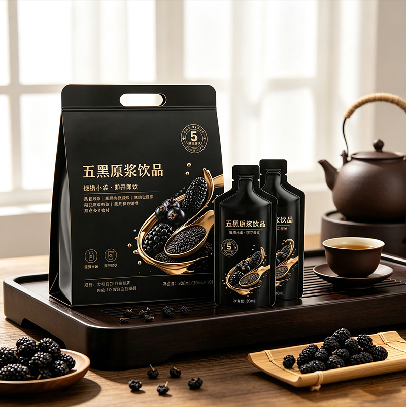 Solomonseal Five-Black Puree with Black Goji, Black Sesame, Black Mulberry & Black Rice | Herbal Tonic Drink OEM