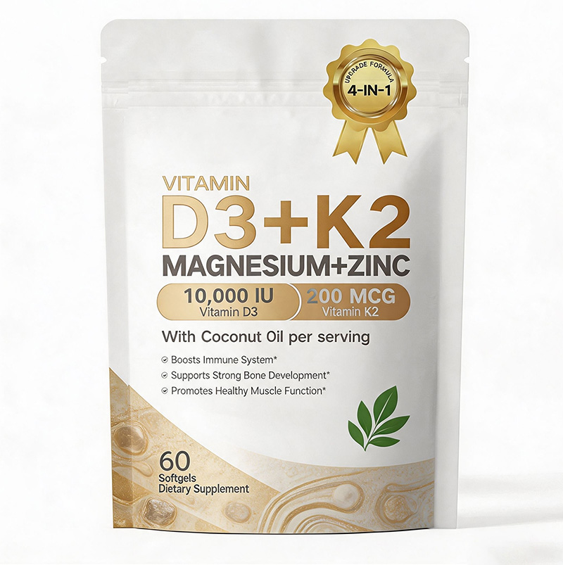 Vitamin D3 K2 with Magnesium & Zinc Softgels | VITAMIN D3+K2 MAGNESIUM+ZINC Softgels OEM