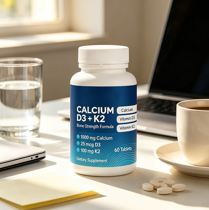 Calcium with Vitamin D3 K2 Tablets | Adult Bone & Health Supplement Calcium Vitamin D3 K2 OEM